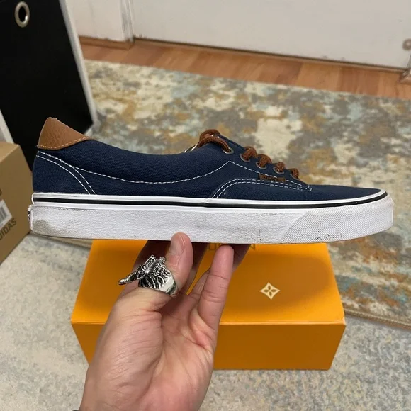 EUC Men’s Size 9 (Euro Sz 42) Vans Era 58 C& L Lace-up Sneakers In Navy/White - Picture 7 of 13
